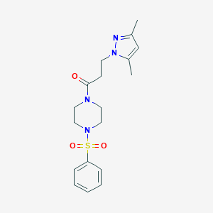 1-[3-(3,5-dimethyl-1H-pyrazol-1-yl)propanoyl]-4-(phenylsulfonyl)piperazine