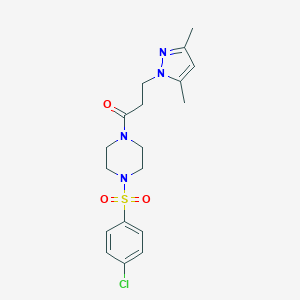 1-(4-((4-chlorophenyl)sulfonyl)piperazin-1-yl)-3-(3,5-dimethyl-1H-pyrazol-1-yl)propan-1-one