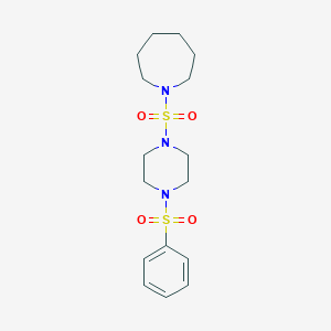 molecular formula C16H25N3O4S2 B486151 1-(4-Benzenesulfonyl-piperazine-1-sulfonyl)-azepane CAS No. 825607-83-8