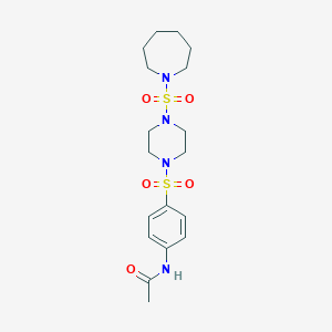 molecular formula C18H28N4O5S2 B486158 N-(4-{[4-(1-azepanylsulfonyl)-1-piperazinyl]sulfonyl}phenyl)acetamide CAS No. 825607-91-8