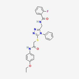 N-((5-((2-((4-ethoxyphenyl)amino)-2-oxoethyl)thio)-4-phenyl-4H-1,2,4-triazol-3-yl)methyl)-2-fluorobenzamide