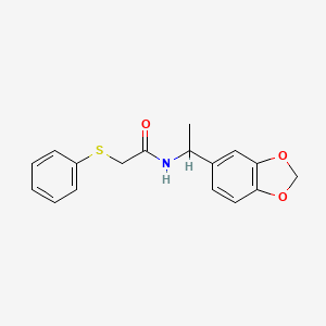 N-[1-(2H-13-BENZODIOXOL-5-YL)ETHYL]-2-(PHENYLSULFANYL)ACETAMIDE