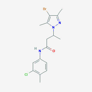 molecular formula C16H19BrClN3O B486185 3-(4-bromo-3,5-dimethyl-1H-pyrazol-1-yl)-N-(3-chloro-4-methylphenyl)butanamide CAS No. 890596-52-8