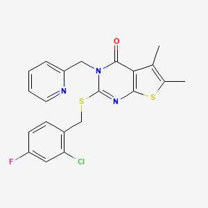 2-[(2-CHLORO-4-FLUOROBENZYL)SULFANYL]-5,6-DIMETHYL-3-(2-PYRIDYLMETHYL)THIENO[2,3-D]PYRIMIDIN-4(3H)-ONE