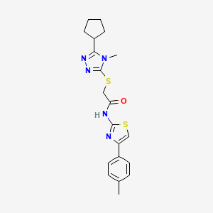 2-[(5-cyclopentyl-4-methyl-4H-1,2,4-triazol-3-yl)sulfanyl]-N-[4-(4-methylphenyl)-1,3-thiazol-2-yl]acetamide