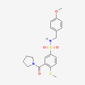 N-(4-methoxybenzyl)-4-(methylthio)-3-(1-pyrrolidinylcarbonyl)benzenesulfonamide