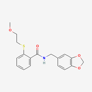 N-[(2H-1,3-BENZODIOXOL-5-YL)METHYL]-2-[(2-METHOXYETHYL)SULFANYL]BENZAMIDE