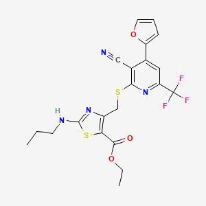 ETHYL 4-({[3-CYANO-4-(2-FURYL)-6-(TRIFLUOROMETHYL)-2-PYRIDYL]SULFANYL}METHYL)-2-(PROPYLAMINO)-1,3-THIAZOLE-5-CARBOXYLATE