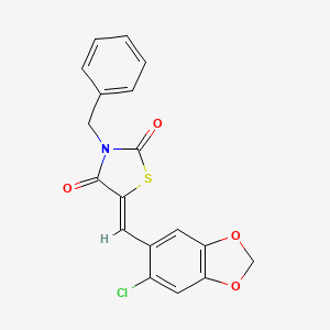 (5Z)-3-BENZYL-5-[(6-CHLORO-2H-1,3-BENZODIOXOL-5-YL)METHYLIDENE]-1,3-THIAZOLIDINE-2,4-DIONE