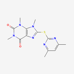 8-[(4,6-dimethyl-2-pyrimidinyl)thio]-1,3,9-trimethyl-3,9-dihydro-1H-purine-2,6-dione