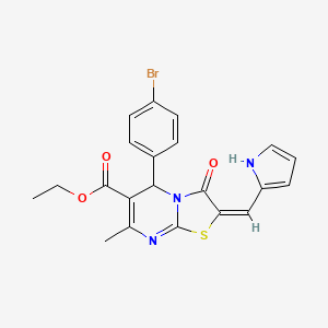 ethyl (2E)-5-(4-bromophenyl)-7-methyl-3-oxo-2-(1H-pyrrol-2-ylmethylidene)-2,3-dihydro-5H-[1,3]thiazolo[3,2-a]pyrimidine-6-carboxylate