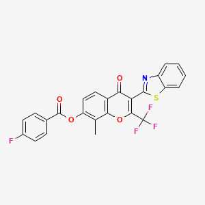 3-(1,3-benzothiazol-2-yl)-8-methyl-4-oxo-2-(trifluoromethyl)-4H-chromen-7-yl 4-fluorobenzoate