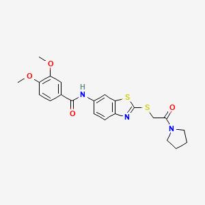 3,4-dimethoxy-N-(2-{[2-oxo-2-(pyrrolidin-1-yl)ethyl]sulfanyl}-1,3-benzothiazol-6-yl)benzamide