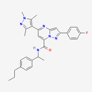 2-(4-FLUOROPHENYL)-N~7~-[1-(4-PROPYLPHENYL)ETHYL]-5-(1,3,5-TRIMETHYL-1H-PYRAZOL-4-YL)PYRAZOLO[1,5-A]PYRIMIDINE-7-CARBOXAMIDE