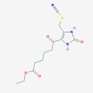 ETHYL 6-{5-[(CYANOSULFANYL)METHYL]-2-OXO-2,3-DIHYDRO-1H-IMIDAZOL-4-YL}-6-OXOHEXANOATE