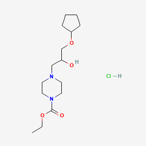 Ethyl 4-[3-(cyclopentyloxy)-2-hydroxypropyl]piperazine-1-carboxylate hydrochloride