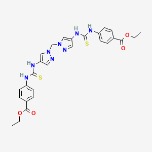 ETHYL 4-({[(1-{[4-({[4-(ETHOXYCARBONYL)ANILINO]CARBOTHIOYL}AMINO)-1H-PYRAZOL-1-YL]METHYL}-1H-PYRAZOL-4-YL)AMINO]CARBOTHIOYL}AMINO)BENZOATE