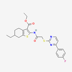 ETHYL 6-ETHYL-2-[(2-{[4-(4-FLUOROPHENYL)-2-PYRIMIDINYL]SULFANYL}ACETYL)AMINO]-4,5,6,7-TETRAHYDRO-1-BENZOTHIOPHENE-3-CARBOXYLATE