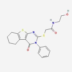 N-(2-hydroxyethyl)-2-[(4-oxo-3-phenyl-5,6,7,8-tetrahydro-[1]benzothiolo[2,3-d]pyrimidin-2-yl)sulfanyl]acetamide