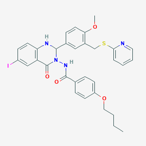 4-BUTOXY-N-[6-IODO-2-{4-METHOXY-3-[(2-PYRIDYLSULFANYL)METHYL]PHENYL}-4-OXO-1,4-DIHYDRO-3(2H)-QUINAZOLINYL]BENZAMIDE