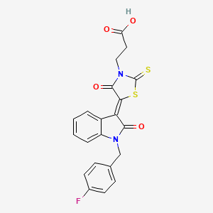 3-{5-[1-(4-fluorobenzyl)-2-oxo-1,2-dihydro-3H-indol-3-ylidene]-4-oxo-2-thioxo-1,3-thiazolidin-3-yl}propanoic acid