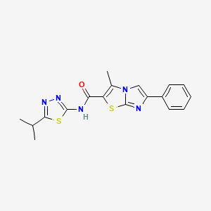 3-methyl-6-phenyl-N-[(2E)-5-(propan-2-yl)-1,3,4-thiadiazol-2(3H)-ylidene]imidazo[2,1-b][1,3]thiazole-2-carboxamide