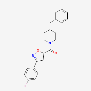 4-BENZYL-1-[3-(4-FLUOROPHENYL)-4,5-DIHYDRO-1,2-OXAZOLE-5-CARBONYL]PIPERIDINE