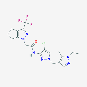 N-{4-chloro-1-[(1-ethyl-5-methyl-1H-pyrazol-4-yl)methyl]-1H-pyrazol-3-yl}-2-[3-(trifluoromethyl)-5,6-dihydrocyclopenta[c]pyrazol-1(4H)-yl]acetamide