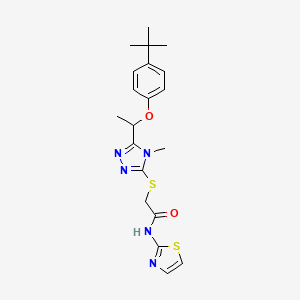 2-({5-[1-(4-tert-butylphenoxy)ethyl]-4-methyl-4H-1,2,4-triazol-3-yl}sulfanyl)-N-(1,3-thiazol-2-yl)acetamide