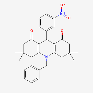 10-benzyl-3,3,6,6-tetramethyl-9-(3-nitrophenyl)-4,5,7,9-tetrahydro-2H-acridine-1,8-dione