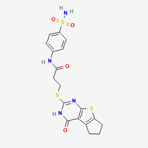 N-[4-(aminosulfonyl)phenyl]-3-[(4-oxo-3,5,6,7-tetrahydro-4H-cyclopenta[4,5]thieno[2,3-d]pyrimidin-2-yl)thio]propanamide