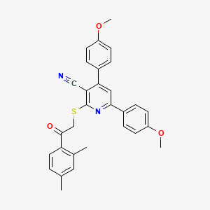 2-{[2-(2,4-dimethylphenyl)-2-oxoethyl]thio}-4,6-bis(4-methoxyphenyl)nicotinonitrile