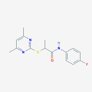 2-[(4,6-dimethylpyrimidin-2-yl)sulfanyl]-N-(4-fluorophenyl)propanamide