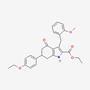 ETHYL 6-(4-ETHOXYPHENYL)-3-[(2-METHOXYPHENYL)METHYL]-4-OXO-4,5,6,7-TETRAHYDRO-1H-INDOLE-2-CARBOXYLATE