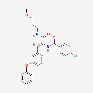 (2Z)-2-[(4-Chlorophenyl)formamido]-N-(3-methoxypropyl)-3-(3-phenoxyphenyl)prop-2-enamide