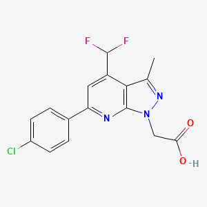 [6-(4-chlorophenyl)-4-(difluoromethyl)-3-methyl-1H-pyrazolo[3,4-b]pyridin-1-yl]acetic acid