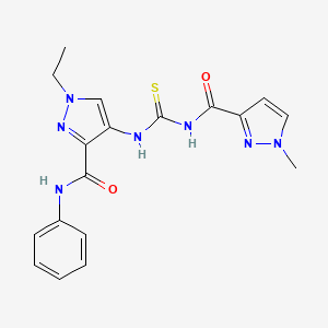 molecular formula C18H19N7O2S B4863741 1-ETHYL-4-[({[(1-METHYL-1H-PYRAZOL-3-YL)CARBONYL]AMINO}CARBOTHIOYL)AMINO]-N~3~-PHENYL-1H-PYRAZOLE-3-CARBOXAMIDE 