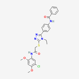 molecular formula C27H26ClN5O4S B4863758 N-{4-[5-({2-[(5-chloro-2,4-dimethoxyphenyl)amino]-2-oxoethyl}sulfanyl)-4-ethyl-4H-1,2,4-triazol-3-yl]phenyl}benzamide 