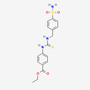 molecular formula C17H19N3O4S2 B4863765 Ethyl 4-({[(4-sulfamoylphenyl)methyl]carbamothioyl}amino)benzoate CAS No. 6167-62-0