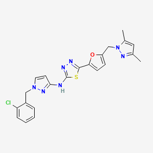 molecular formula C22H20ClN7OS B4863826 N-[1-(2-CHLOROBENZYL)-1H-PYRAZOL-3-YL]-N-(5-{5-[(3,5-DIMETHYL-1H-PYRAZOL-1-YL)METHYL]-2-FURYL}-1,3,4-THIADIAZOL-2-YL)AMINE 