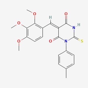 molecular formula C21H20N2O5S B4863977 (5Z)-1-(4-methylphenyl)-2-sulfanylidene-5-[(2,3,4-trimethoxyphenyl)methylidene]-1,3-diazinane-4,6-dione 