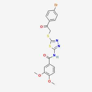 molecular formula C19H16BrN3O4S2 B4864009 N-[5-[2-(4-bromophenyl)-2-oxoethyl]sulfanyl-1,3,4-thiadiazol-2-yl]-3,4-dimethoxybenzamide 