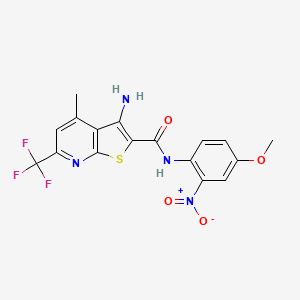 molecular formula C17H13F3N4O4S B4864103 3-AMINO-N~2~-(4-METHOXY-2-NITROPHENYL)-4-METHYL-6-(TRIFLUOROMETHYL)THIENO[2,3-B]PYRIDINE-2-CARBOXAMIDE 