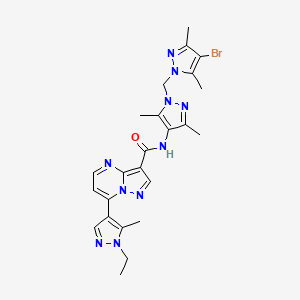 molecular formula C24H27BrN10O B4864204 N-{1-[(4-bromo-3,5-dimethyl-1H-pyrazol-1-yl)methyl]-3,5-dimethyl-1H-pyrazol-4-yl}-7-(1-ethyl-5-methyl-1H-pyrazol-4-yl)pyrazolo[1,5-a]pyrimidine-3-carboxamide 