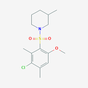 molecular formula C15H22ClNO3S B486422 1-(3-Chloro-6-methoxy-2,4-dimethylphenyl)sulfonyl-3-methylpiperidine CAS No. 723741-27-3