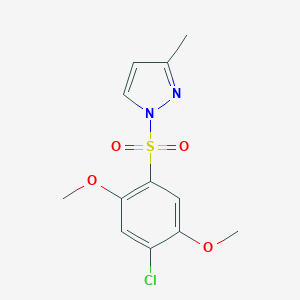 molecular formula C12H13ClN2O4S B486424 1-(4-Chloro-2,5-dimethoxy-benzenesulfonyl)-3-methyl-1H-pyrazole CAS No. 957354-66-4