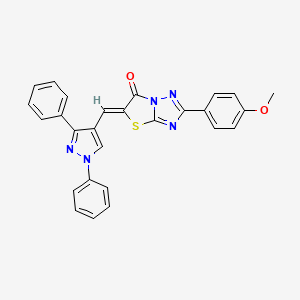 molecular formula C27H19N5O2S B4864265 (5Z)-5-[(1,3-DIPHENYL-1H-PYRAZOL-4-YL)METHYLIDENE]-2-(4-METHOXYPHENYL)-5H,6H-[1,2,4]TRIAZOLO[3,2-B][1,3]THIAZOL-6-ONE 