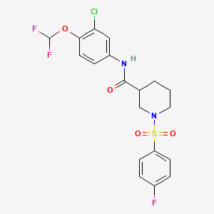 molecular formula C19H18ClF3N2O4S B4864328 N-[3-chloro-4-(difluoromethoxy)phenyl]-1-[(4-fluorophenyl)sulfonyl]-3-piperidinecarboxamide 