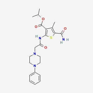 molecular formula C22H28N4O4S B4864350 PROPAN-2-YL 5-CARBAMOYL-4-METHYL-2-[2-(4-PHENYLPIPERAZIN-1-YL)ACETAMIDO]THIOPHENE-3-CARBOXYLATE 