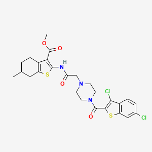 Methyl 2-[({4-[(3,6-dichloro-1-benzothiophen-2-yl)carbonyl]piperazin-1-yl}acetyl)amino]-6-methyl-4,5,6,7-tetrahydro-1-benzothiophene-3-carboxylate